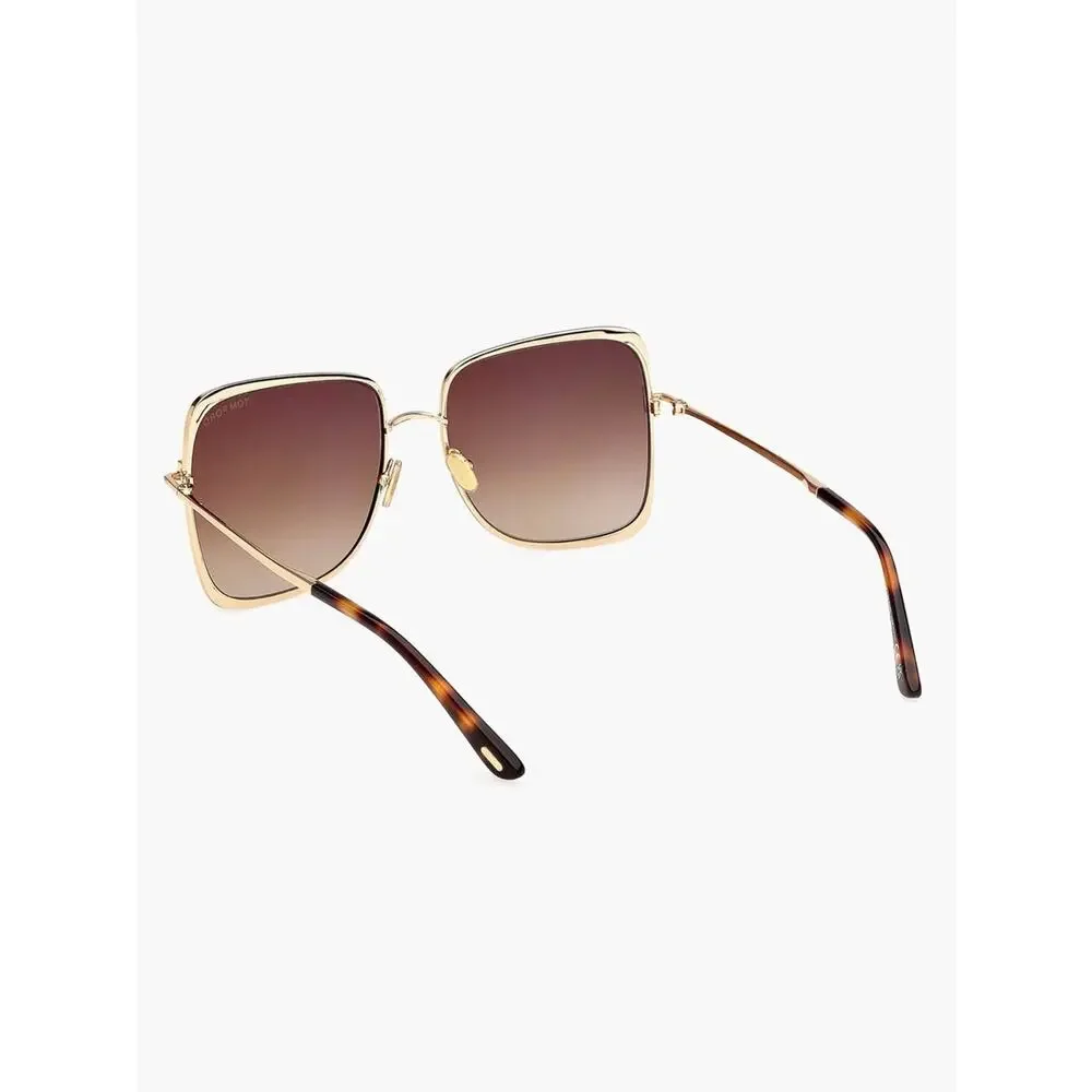 New TOM FORD FT1319 30F Gold Frame Brown Gradient Square Sunglasses Authentic